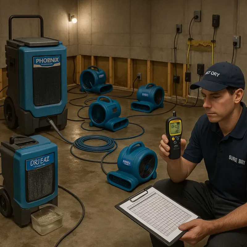 Structural Drying and Dehumidification process in Gilbert, IA